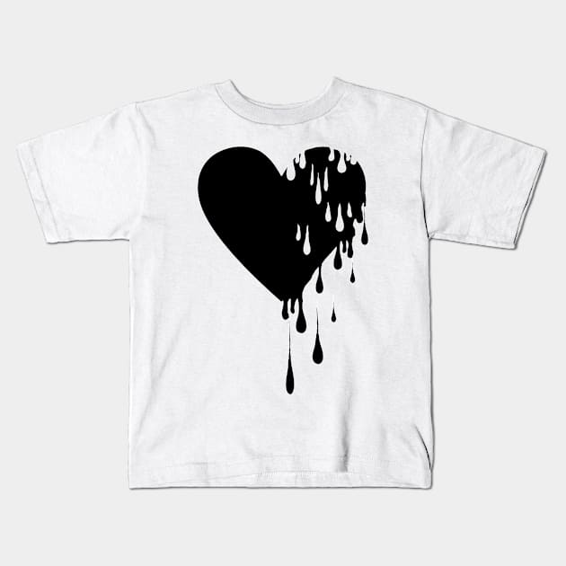 Bleeding Black Heart Kids T-Shirt by Gringoface